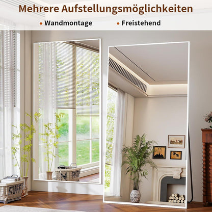Großer Ganzkörperspiegel 200x90 cm – Stand- & Wandspiegel Weiß