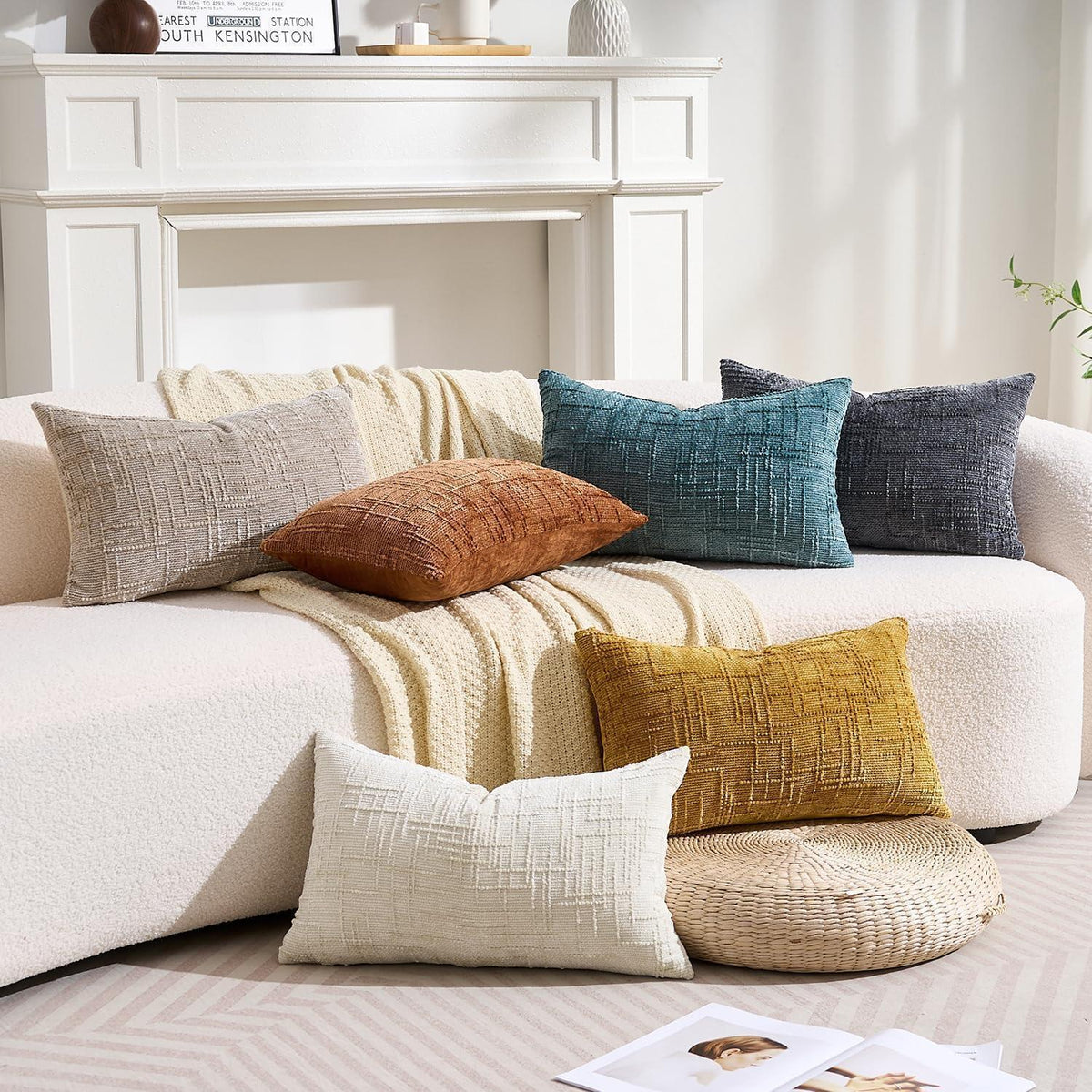 Gelber Chenille Kissenbezug 30x50 cm - 2er Set