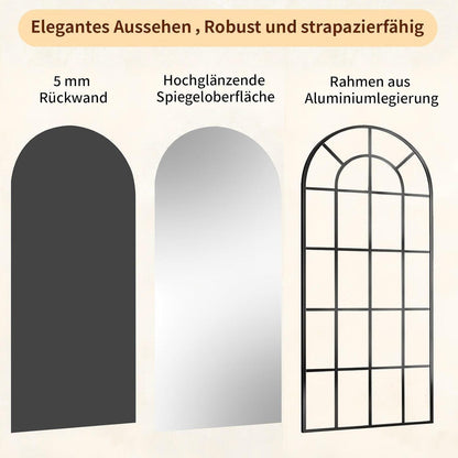 Großer Standspiegel 180x76cm | Dekorativer Ganzkörperspiegel Schwarz