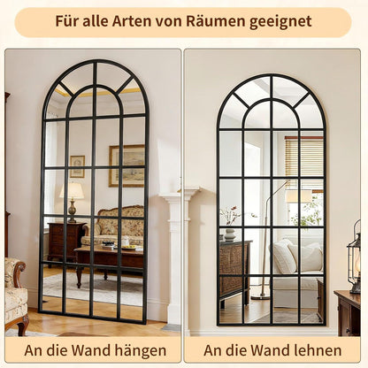 Großer Standspiegel 180x76cm | Dekorativer Ganzkörperspiegel Schwarz