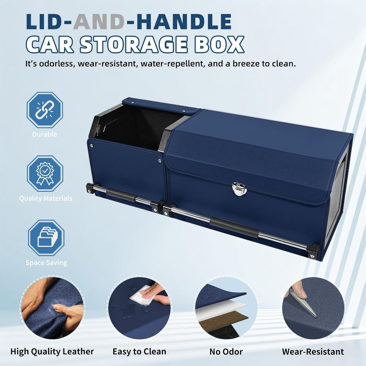 Auto Kofferraum Organizer mit Deckel – Blau, XXL & Flexibel