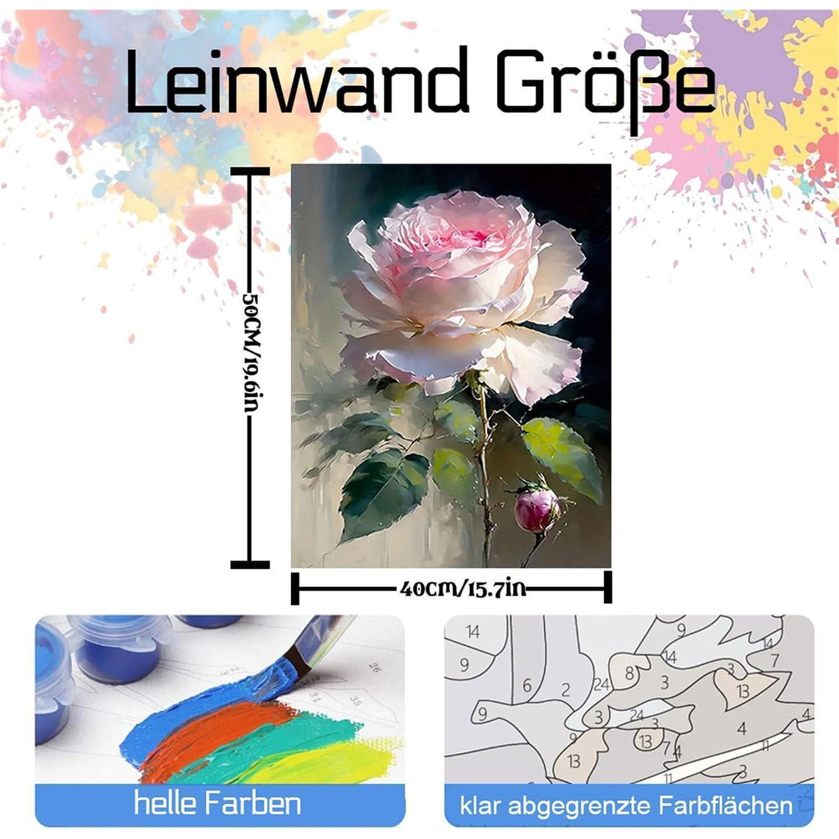 Malen nach Zahlen Erwachsene - Rose Motiv zum Selbermalen