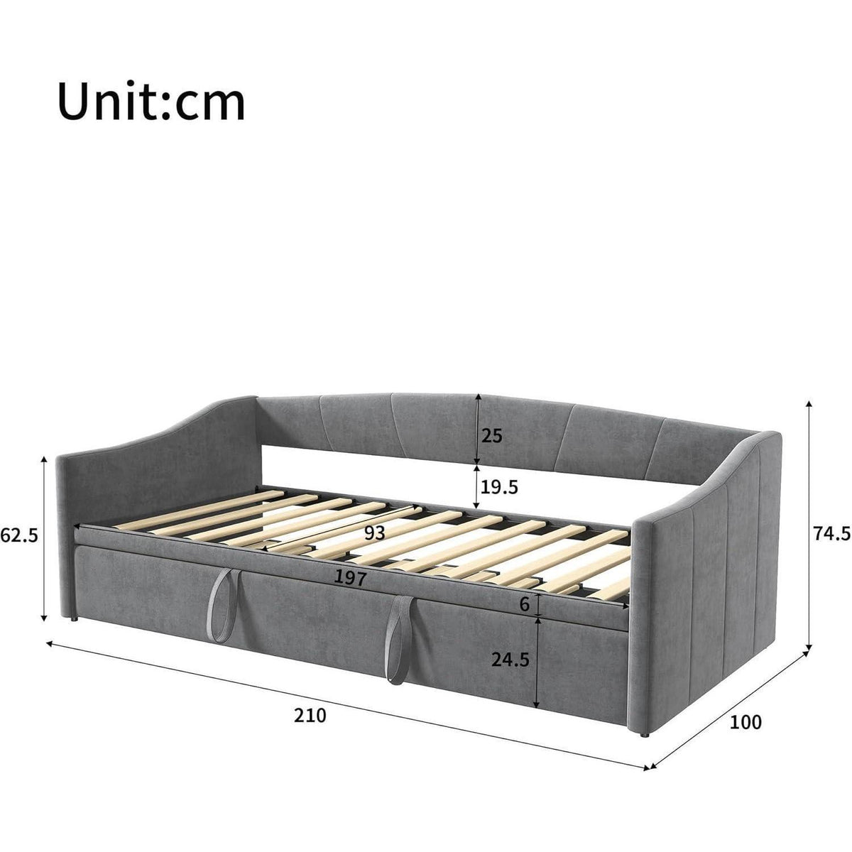 Schlafsofa 200cm – Ausziehbar, Schrankbett & Tagesbett Grau