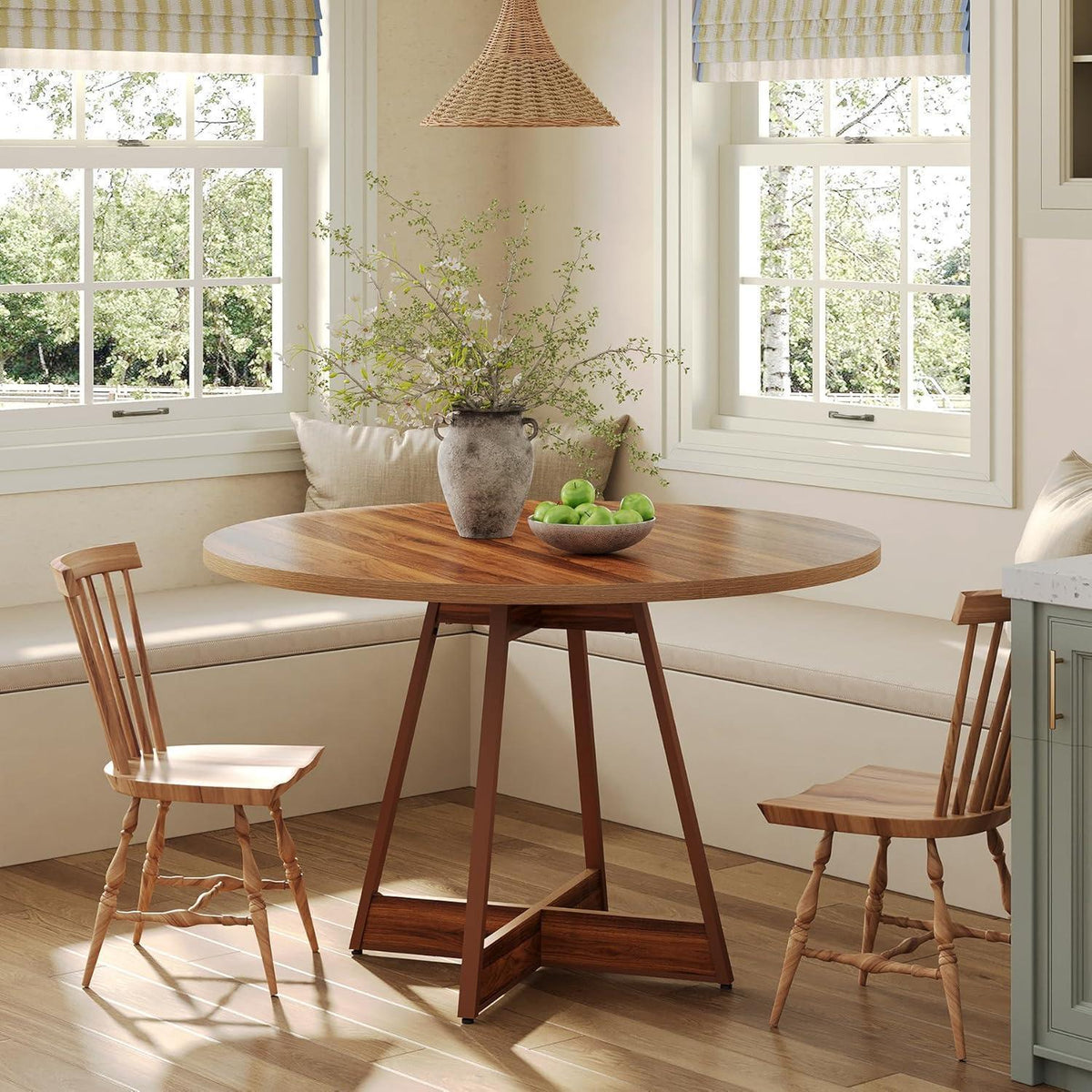 Runder Esstisch für 2-4 Personen – Braun, Landhausstil