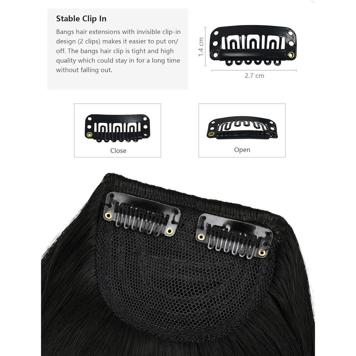 Synthetischer Pony Clip – Natürliches Braun & Verschiedene Farben