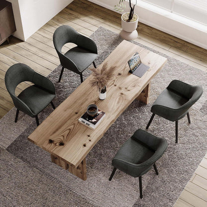 Esszimmerstühle Set 6er mit Armlehne Schwarzgrau Holzbeine