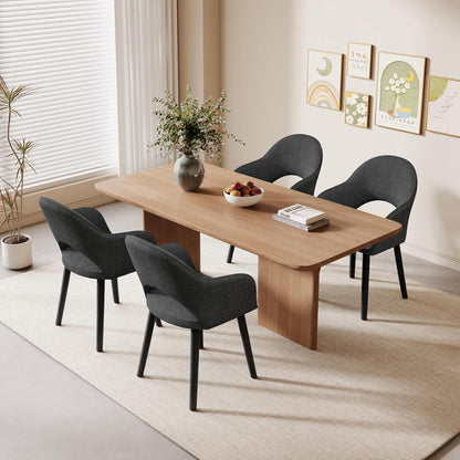 Esszimmerstühle Set 4er mit Armlehne Schwarzgrau Holzbeine