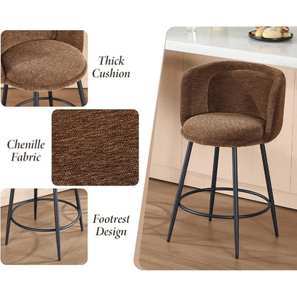 Barhocker 2er Set Braun – Chenille, Modern & Komfortabel