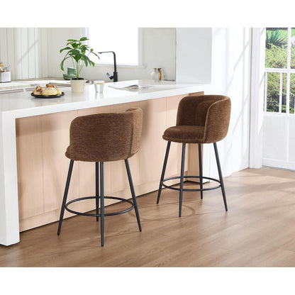 Barhocker 2er Set Braun – Chenille, Modern & Komfortabel