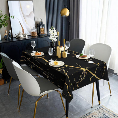 Leinenoptik Tischdecke Schwarz 140x100 cm | Abwaschbar & Modern