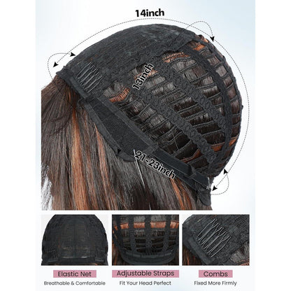Braune Perücke mit Pony – Lang, Schichtig & Hitzebeständig