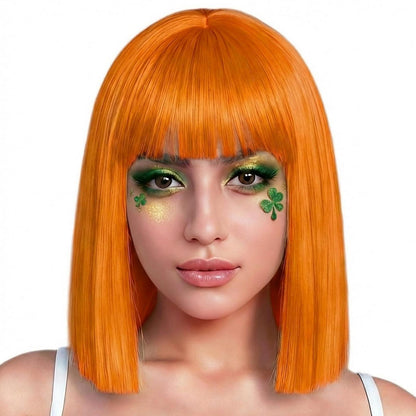 Bob Perücke Damen 13 Zoll, Orange mit Pony – Synthetik Perücke