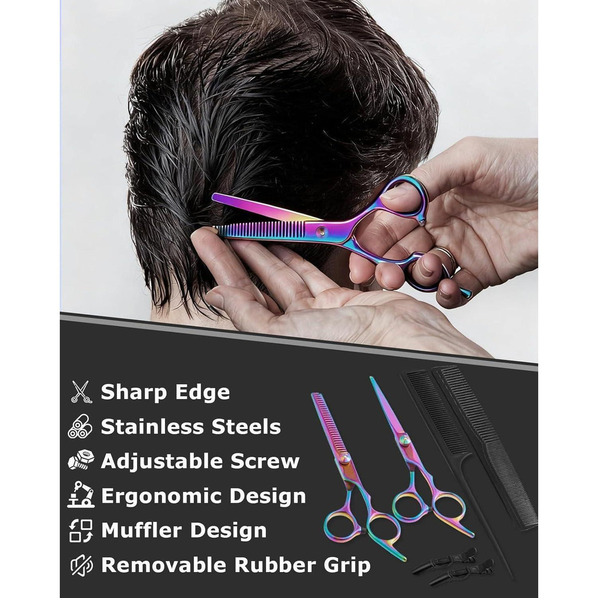13-teiliges Friseurschere Set Edelstahl – Profi Haarschneideschere & Ausdünnschere