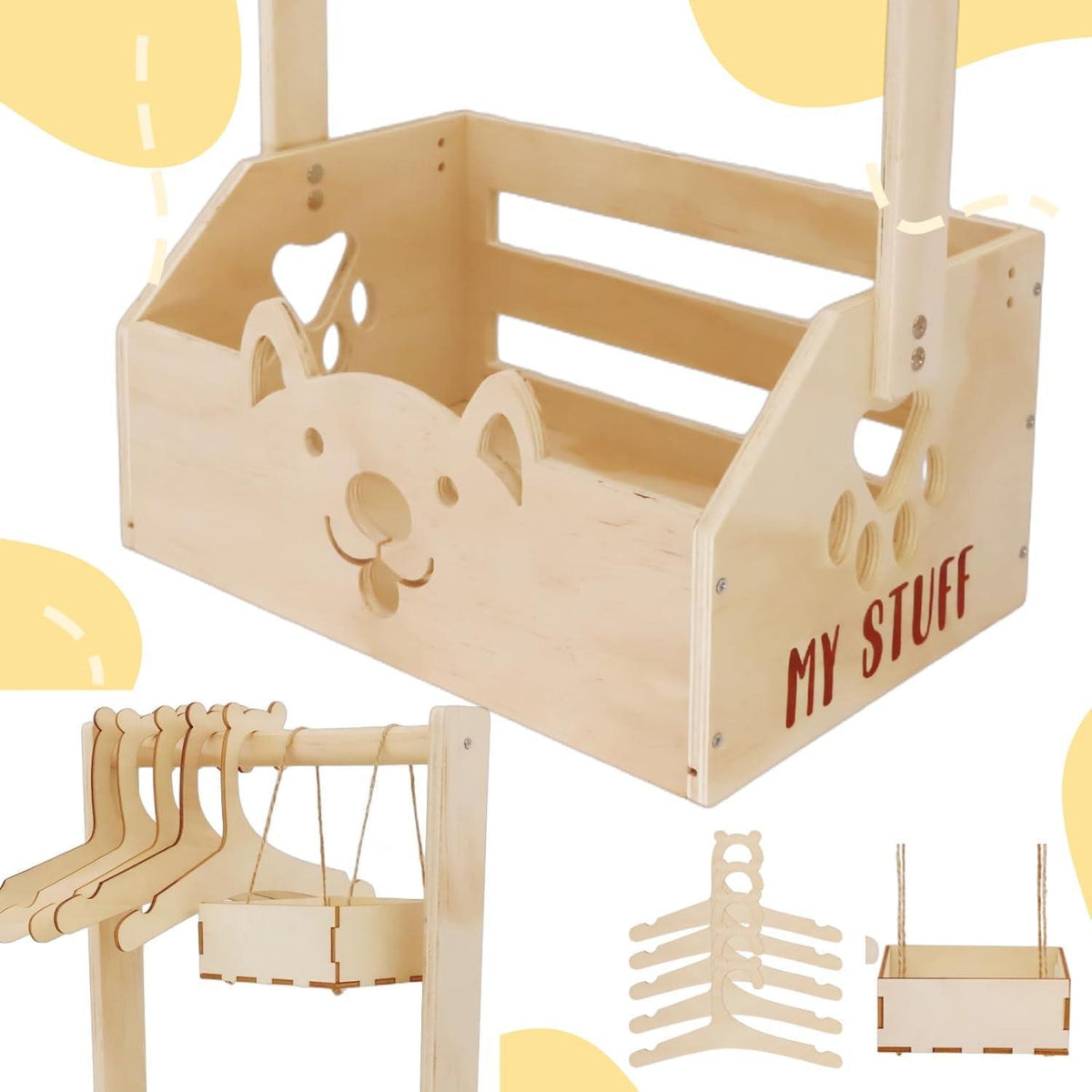 Baby Geschenkset Boho | Taufe & Babyparty Korb mit Kleiderbügel
