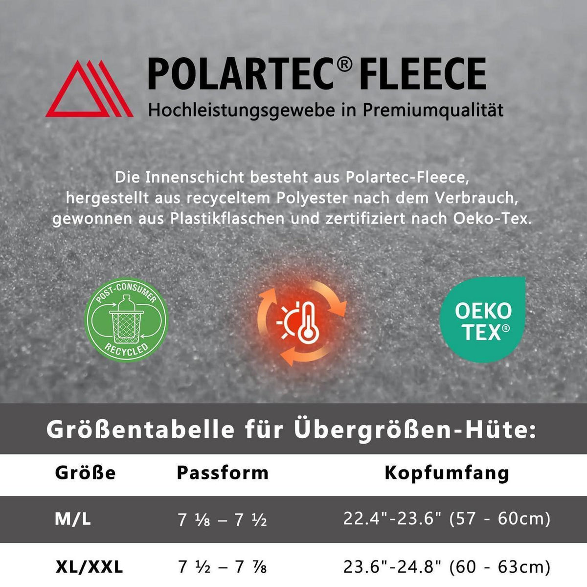 Merino Wollmütze mit Ohrenklappen & Fleecefutter Wasserdicht Unisex M-XXL