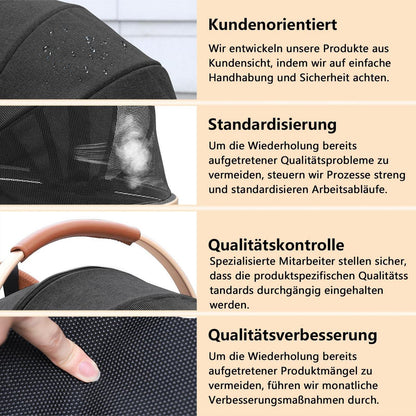 Hundebuggy 3in1 – Schwarz, bis 30kg – Komfort & Sicherheit