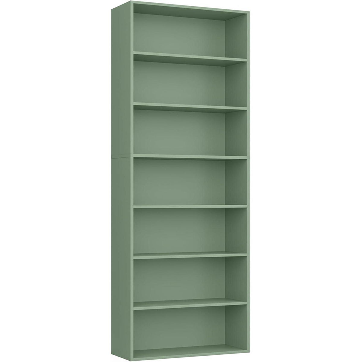 7-reihiges Bücherregal grün – Standregal für Wohnzimmer & Büro