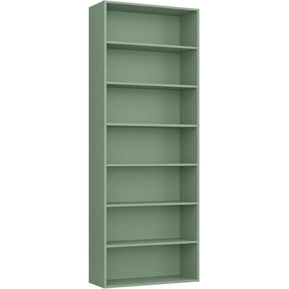 7-reihiges Bücherregal grün – Standregal für Wohnzimmer & Büro