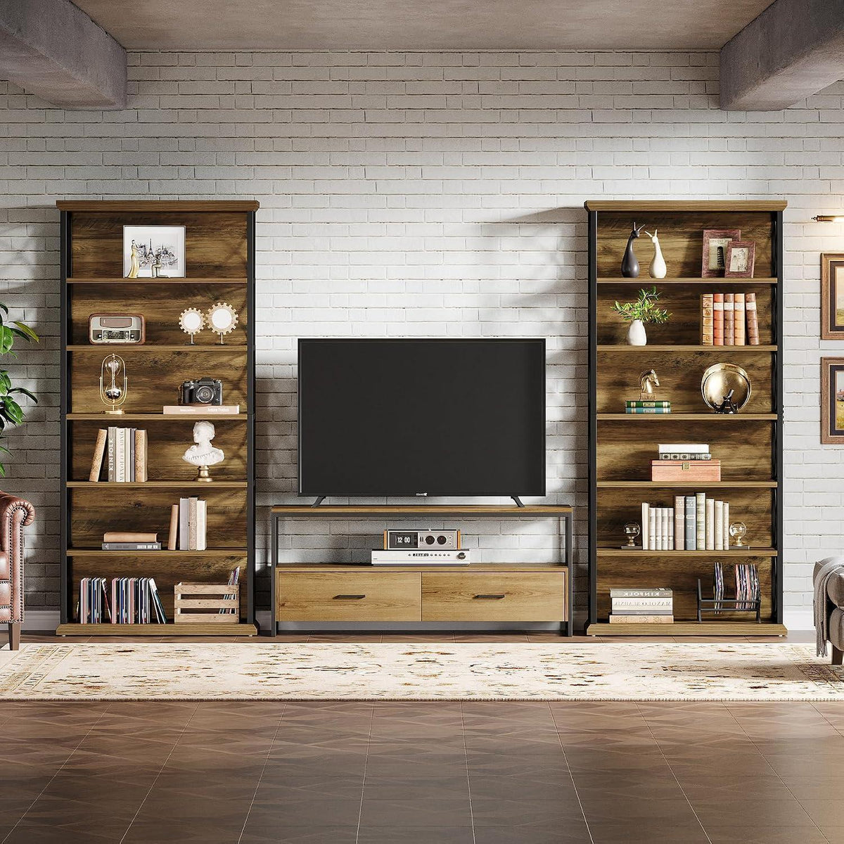 Tribesigns Bücherregal 6-stöckig, Industrie Design, Vintagebraun