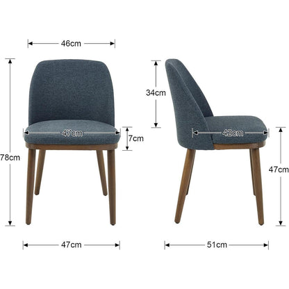 Esszimmerstühle Set 2 Blau – Gepolsterte Küchenstühle Holzbeine