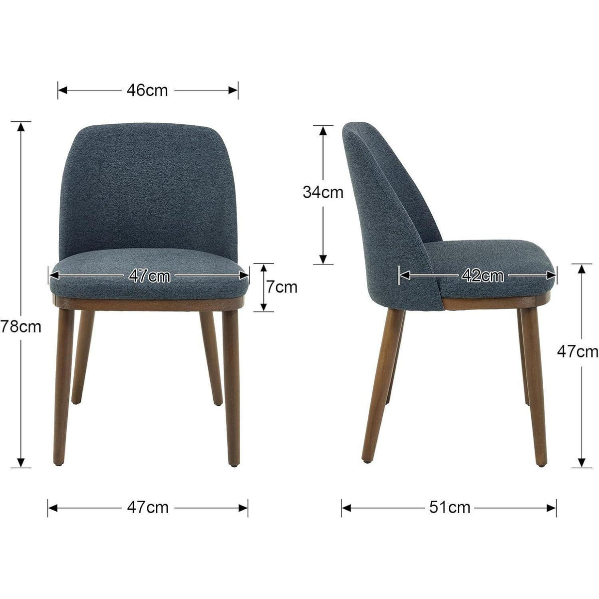 Esszimmerstühle Set Blau – Polsterstuhl mit Holzbeinen