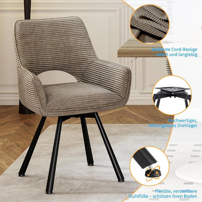 Drehbarer Esszimmerstuhl Set 6x Samt, Taupe | Modern & Komfortabel