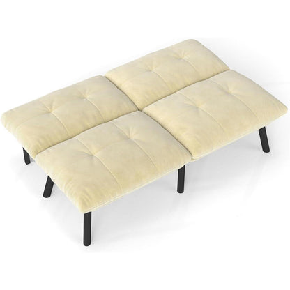 Modernes 2-Sitzer Schlafsofa mit Velvet-Bezug (Sahne)