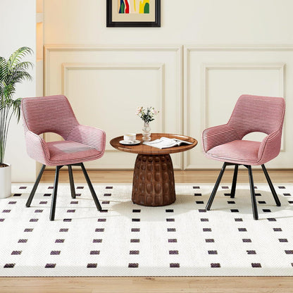 Drehbarer Esszimmerstuhl mit Armlehne – Samt, Rosa-Grün, 2er Set