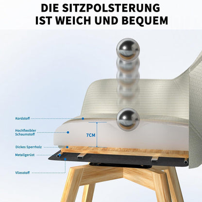 2er Set Drehbar Stühle | Beige, Holzbeine & Armlehnen