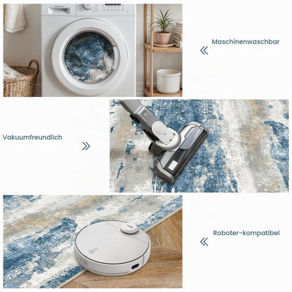 Moderner Waschbarer Teppich Blau 160x230 cm Rechteckig