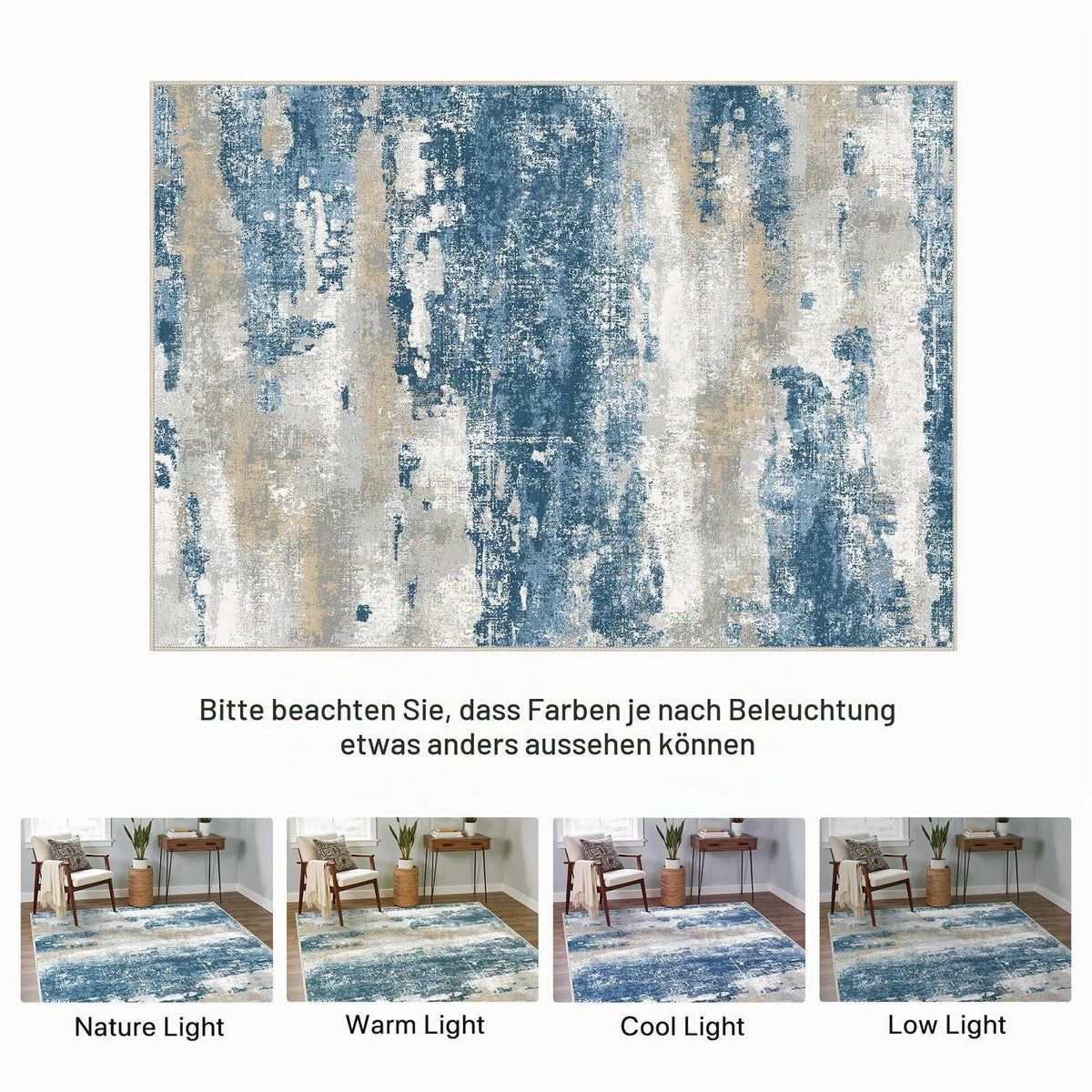 Moderner Waschbarer Teppich Blau 160x230 cm Rechteckig