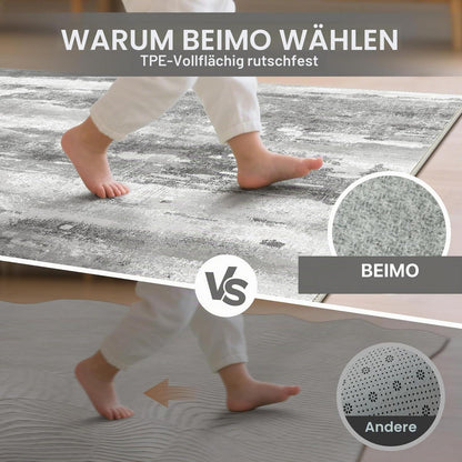 Moderner Waschbarer Teppich Grau 160x230 cm – Rechteckig & Rutschfest