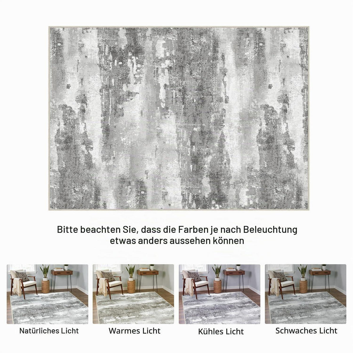 Moderner Waschbarer Teppich Grau 160x230 cm – Rechteckig & Rutschfest