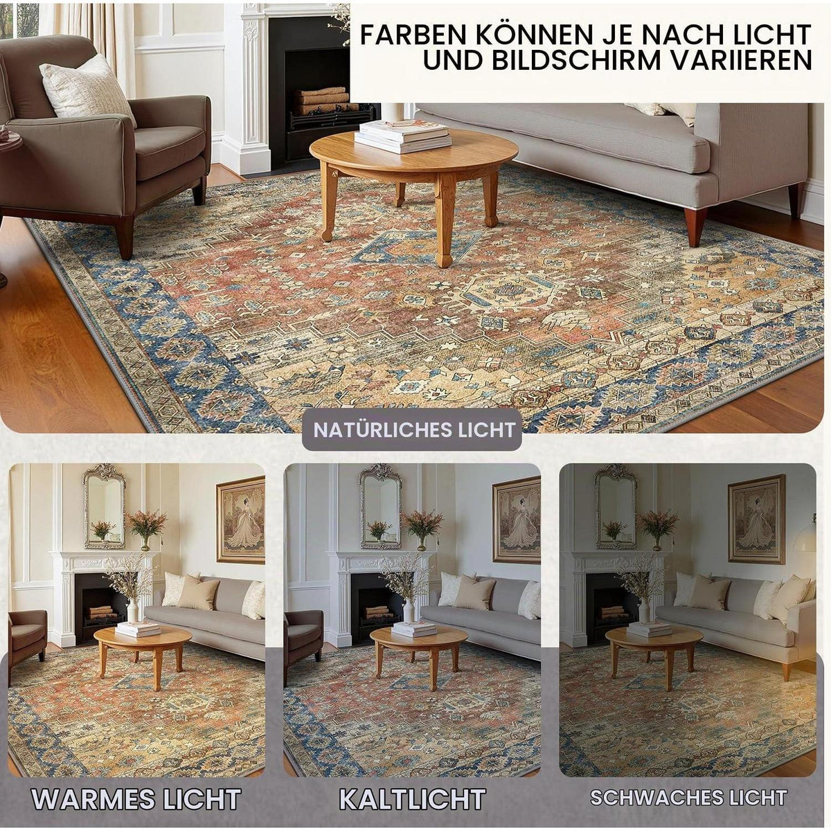 Vintage Teppich Rot 200x290cm – Waschbar & Rutschfest