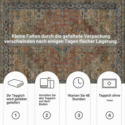 Vintage Teppich Rot 200x290cm – Waschbar & Rutschfest