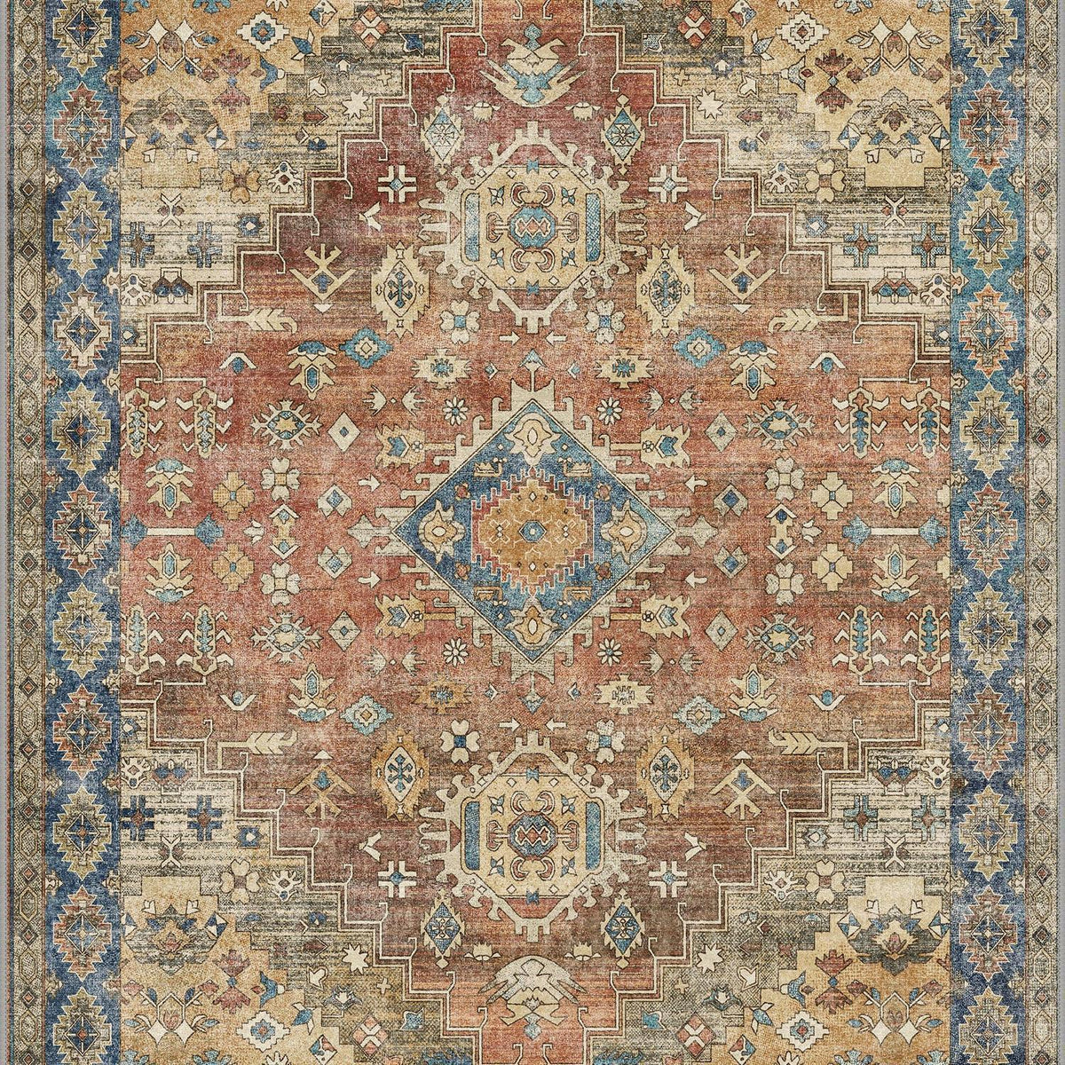 Vintage Teppich Rot 160x230cm – Waschbar & Rutschfest