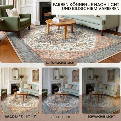 Vintage Teppich 200x290cm Rot – Waschbar & Rutschfest