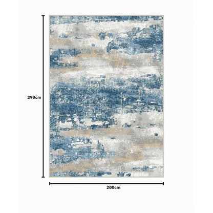Moderner Wohnzimmerteppich Blau Farbverlauf 200x290 cm Waschbar