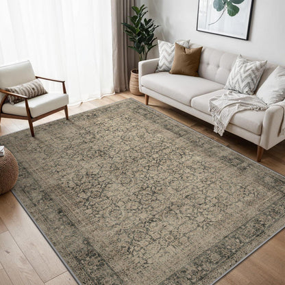 Vintage Teppich Wohnzimmer 300x400cm Hellbraun Rechteckig
