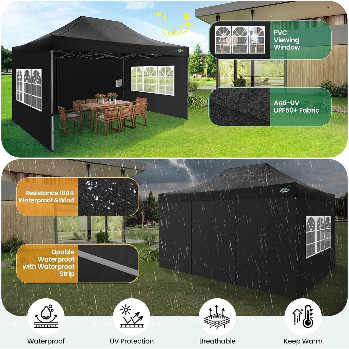 Faltpavillon 3x4,5m | Wasserdicht, Stabil & Mit Seitenteilen