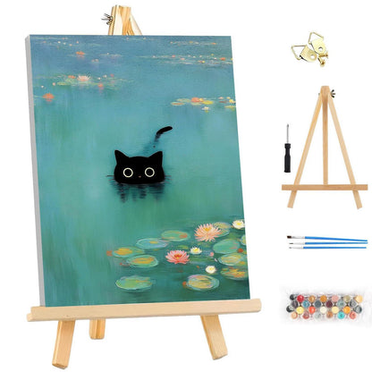 Malen nach Zahlen Katze See mit Rahmen – DIY Set Erwachsene