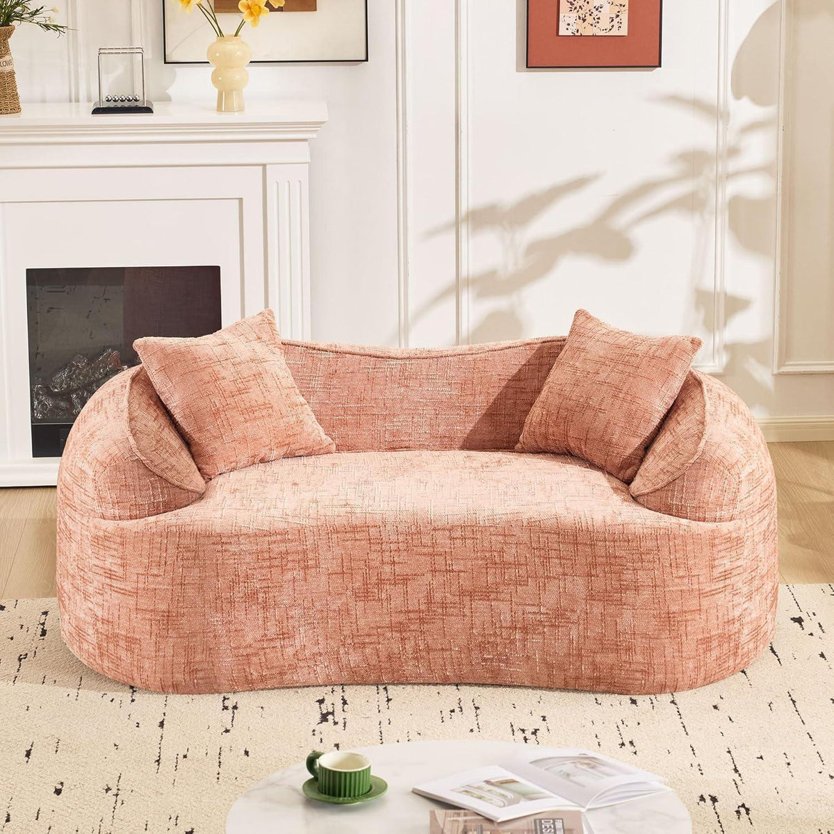 Rosa 2-Sitzer Sofa mit Kissen – Bequem & Werkzeugfrei