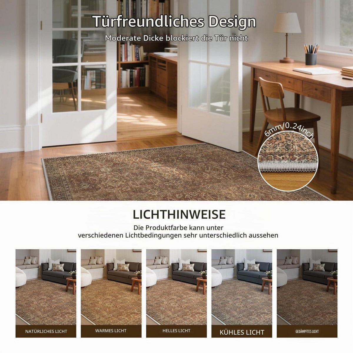 Vintage Teppich Wohnzimmer 160x230 cm Rotbraun