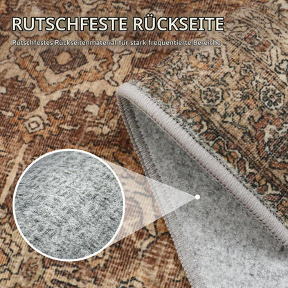 Großer Wohnzimmerteppich 200x290 cm – Rotbraun, Waschbar