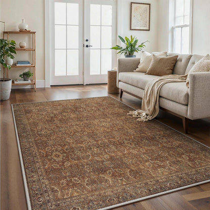 Großer Wohnzimmerteppich 200x290 cm – Rotbraun, Waschbar