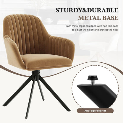 Drehbarer Esszimmerstuhl mit Armlehne, Braun/Schwarz