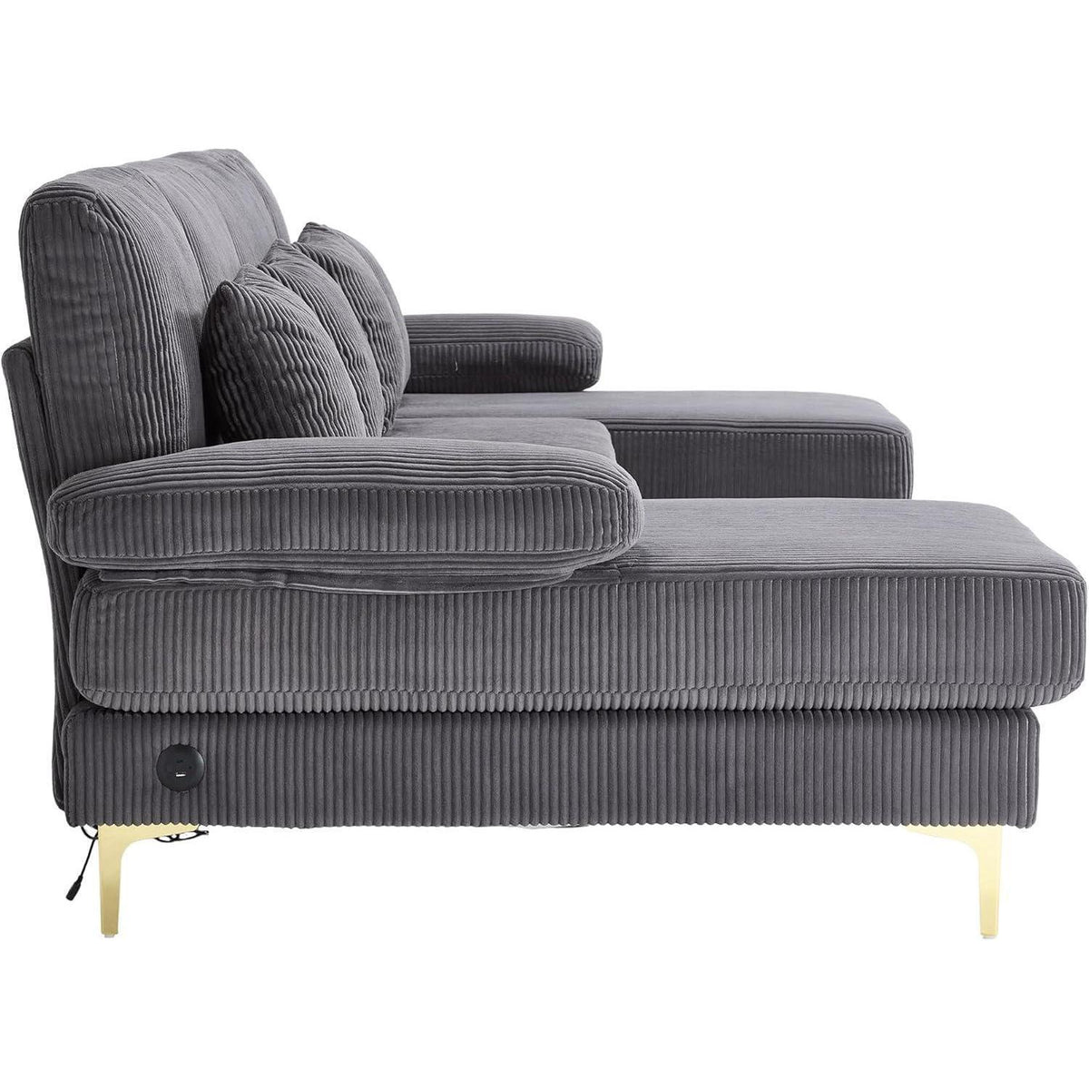 4-Sitzer Samt U-Sofa mit Massivholzrahmen (Grau)