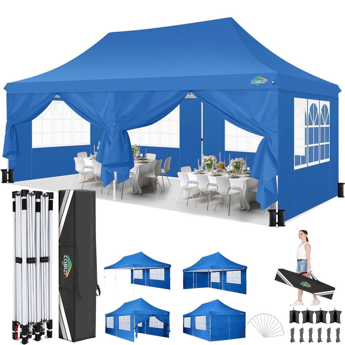 Faltpavillon 3x6m wasserdicht mit Seitenteilen – Partyzelt für Garten