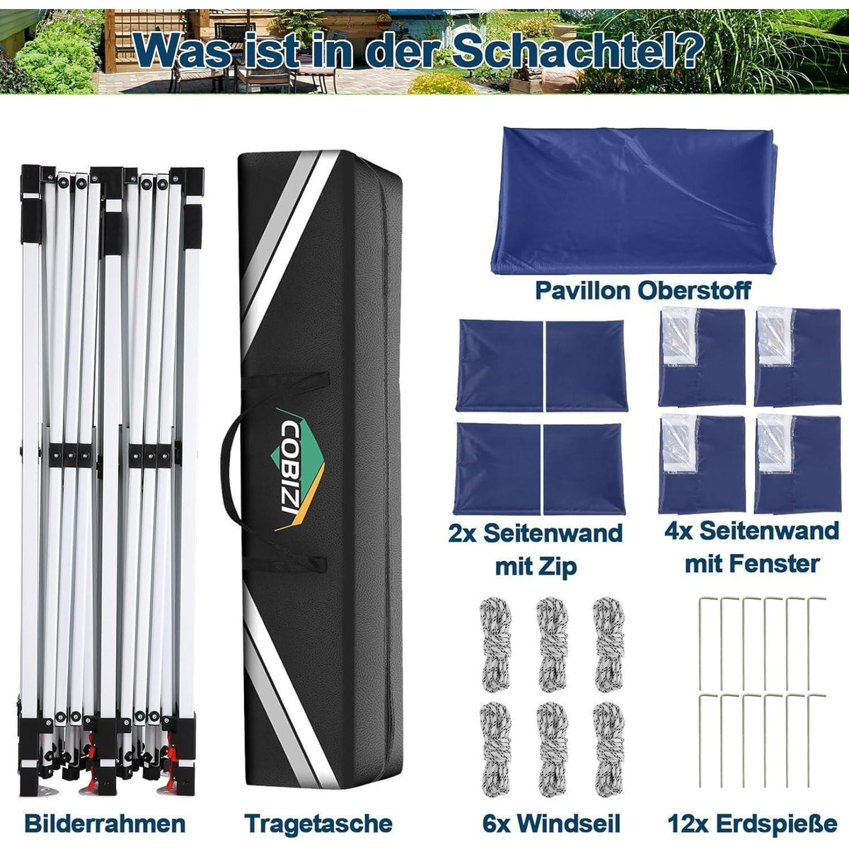 Faltpavillon 3x6m wasserdicht mit Seitenteilen