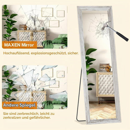 Großer Ganzkörperspiegel Holzweiß 165x56cm – Wand & Standspiegel